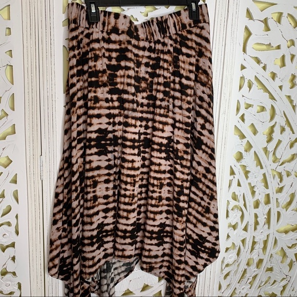 Torrid Brown Tie Dye Uneven Hem Midi Skirt - Picture 3 of 7